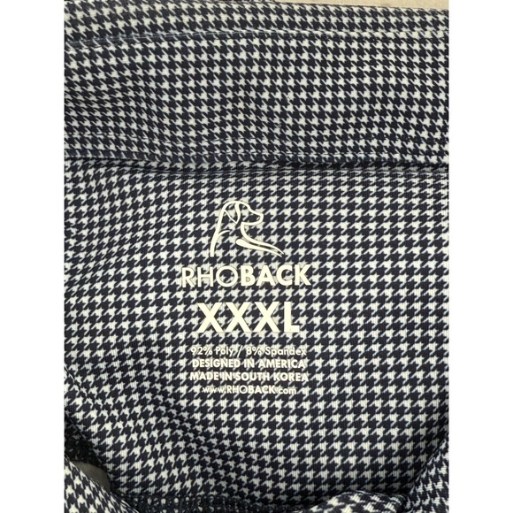 RHOBACK Mens XXXL Golf Polo Shirt Performance Houndstooth Short Sleeve Navy - Picture 4 of 6